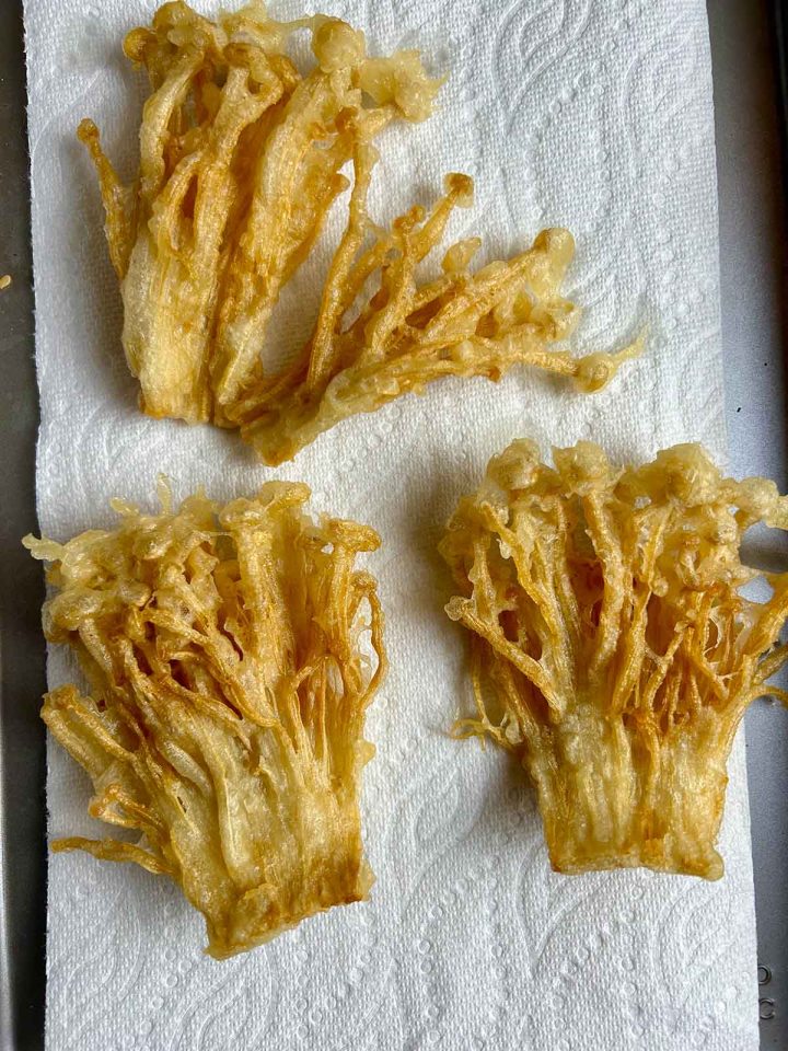 Fried Enoki Mushrooms