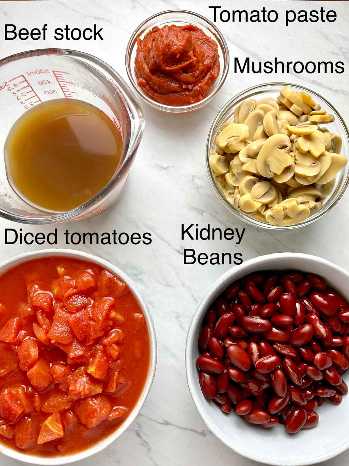 canned ingredients in bowls