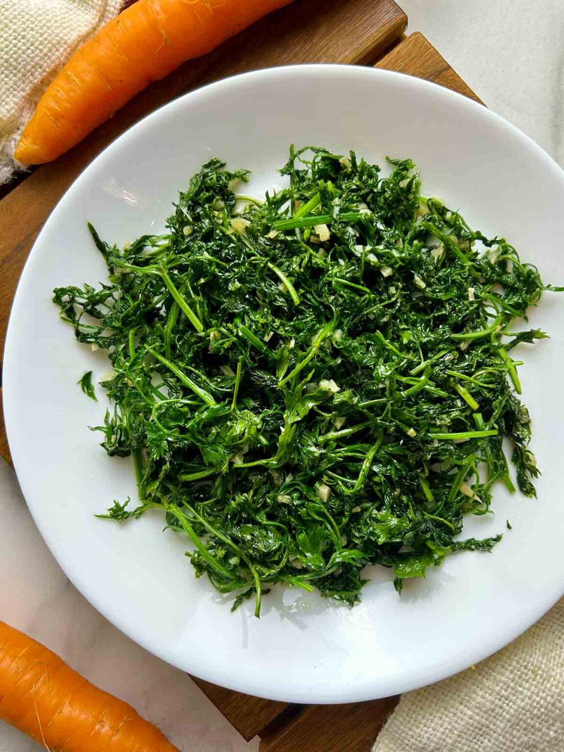 Crispy Carrot Greens & Tomato Flatbreads