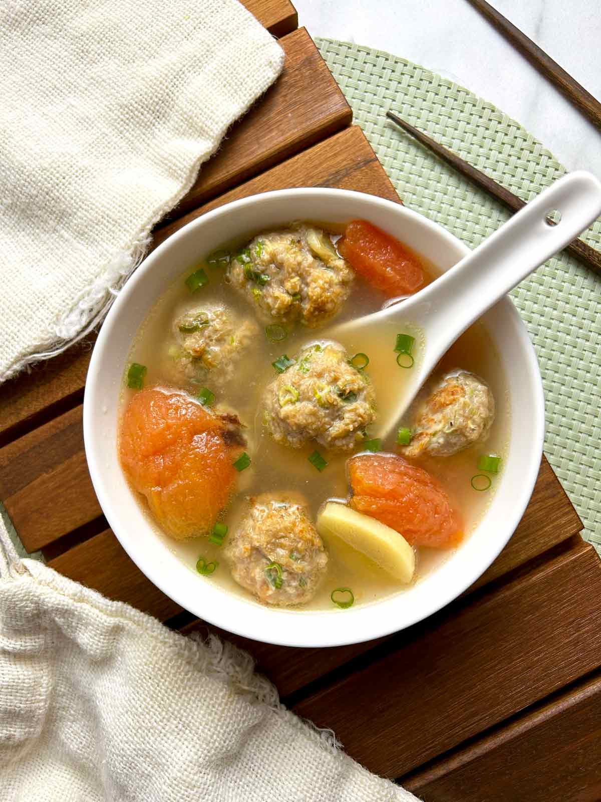 Chinese Chicken Meatball Soup