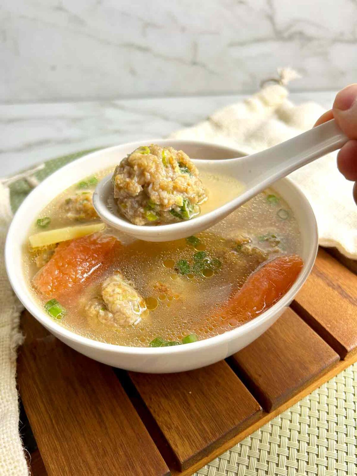 Chinese Chicken Meatball Soup