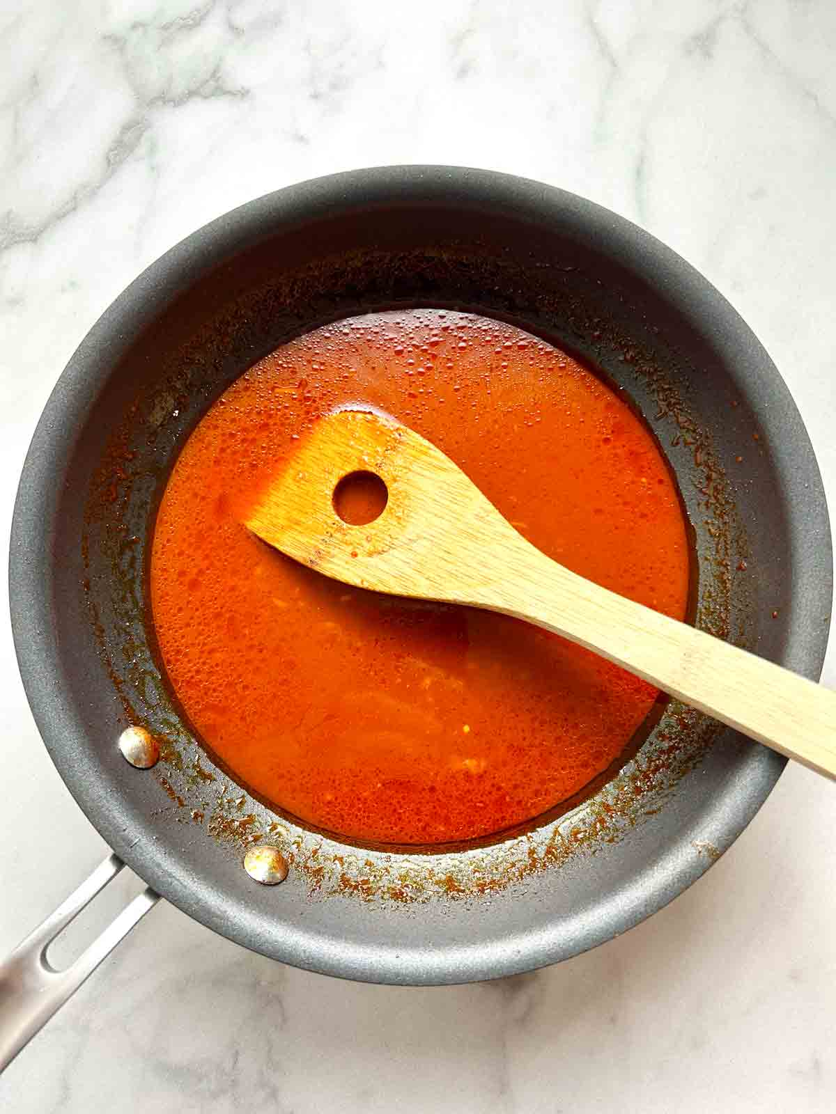 gochujang sauce simmering in pan