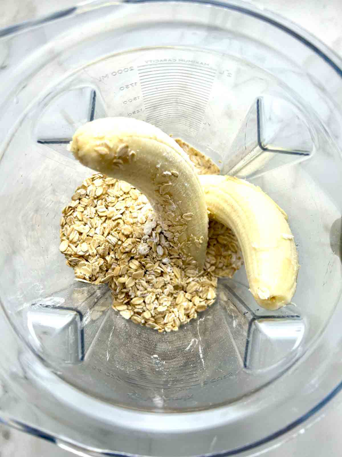 ingredients placed in blender.