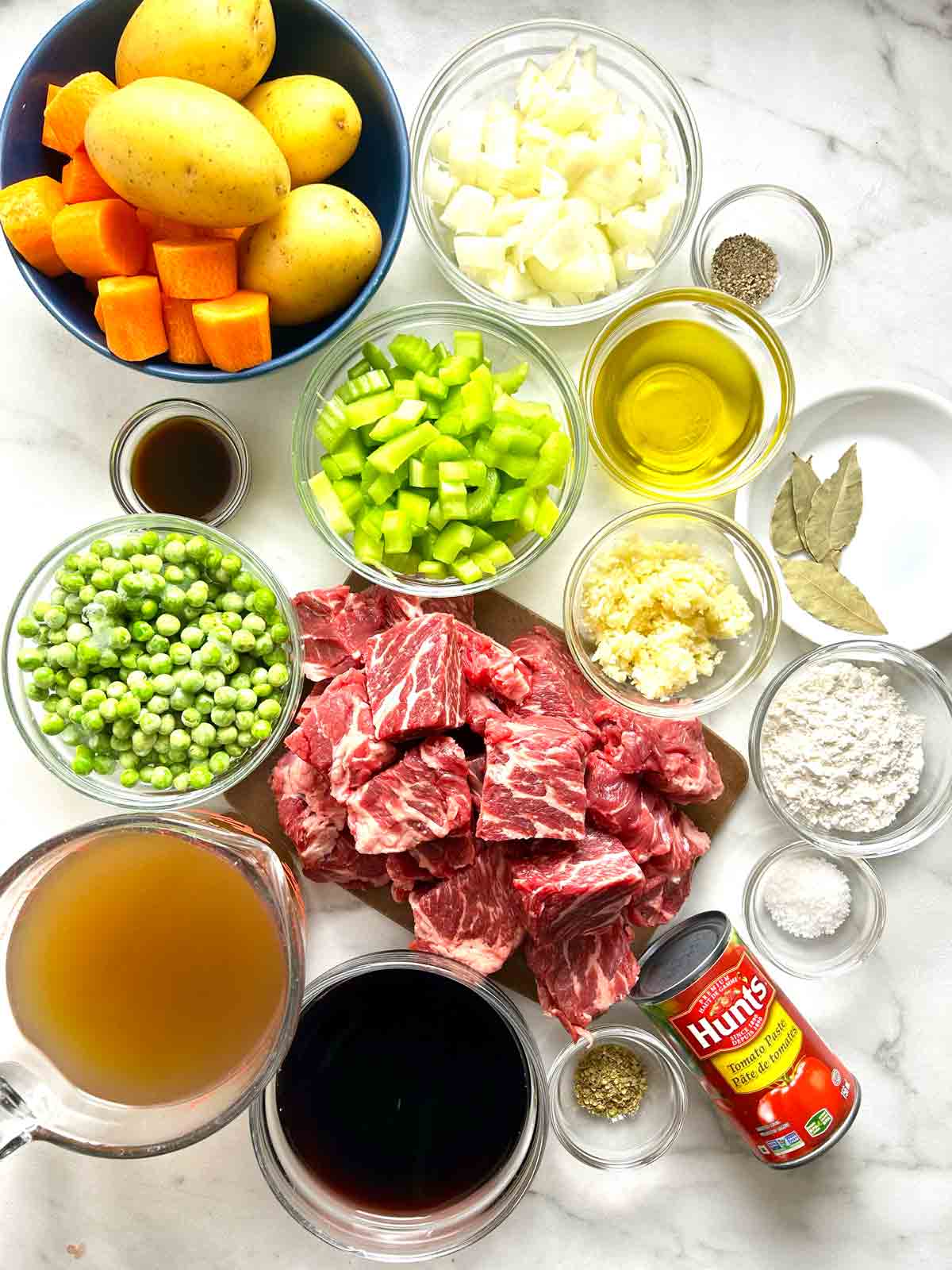 ingredients prepped in bowls.