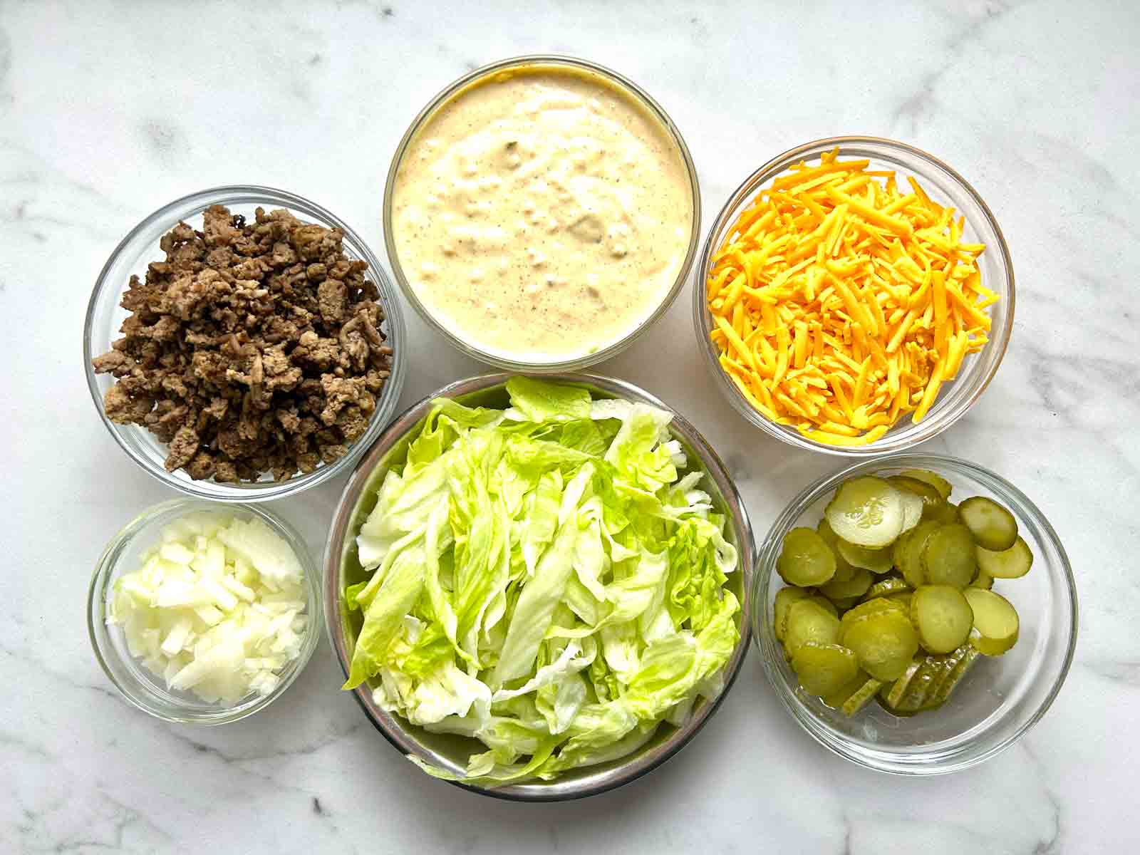 ingredients prepped in bowls.