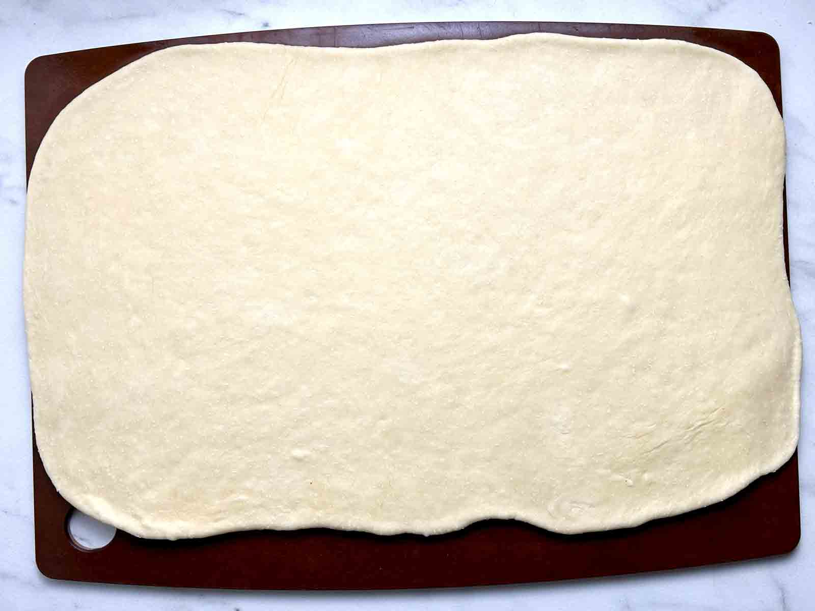 dough rolled out into rectangle.