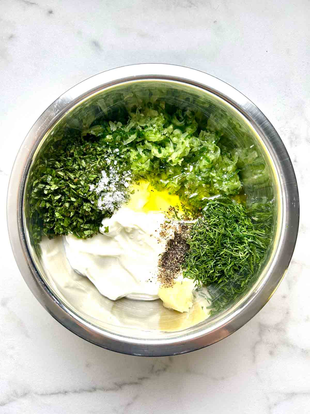 all ingredients arranged in bowl.