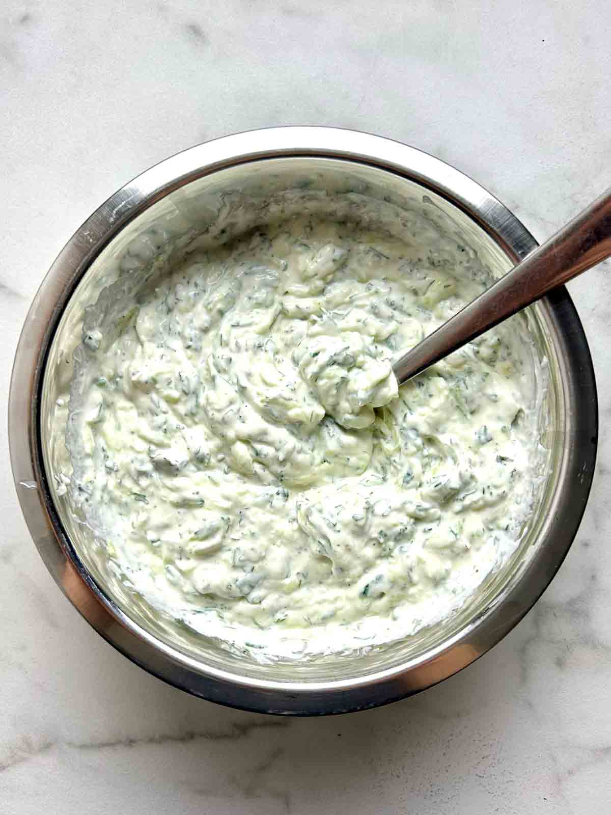 all ingredients mixed together with spoon.