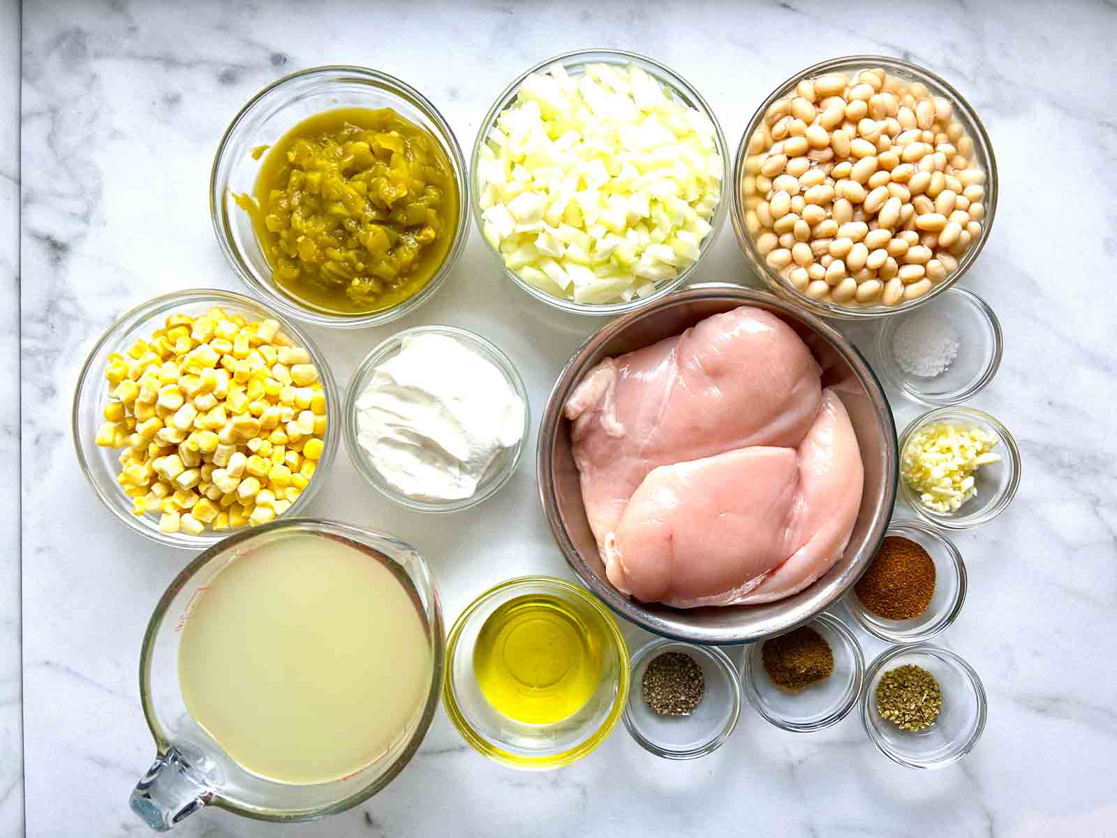 ingredients prepped in bowls.