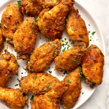 close up of baked chicken wings.