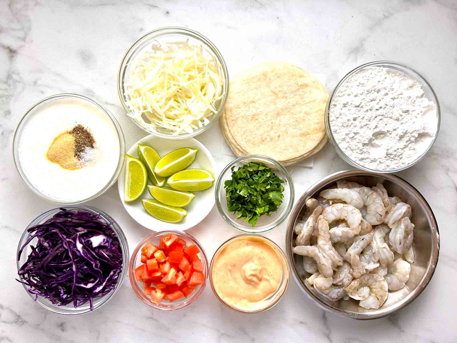 ingredients prepped in bowls.