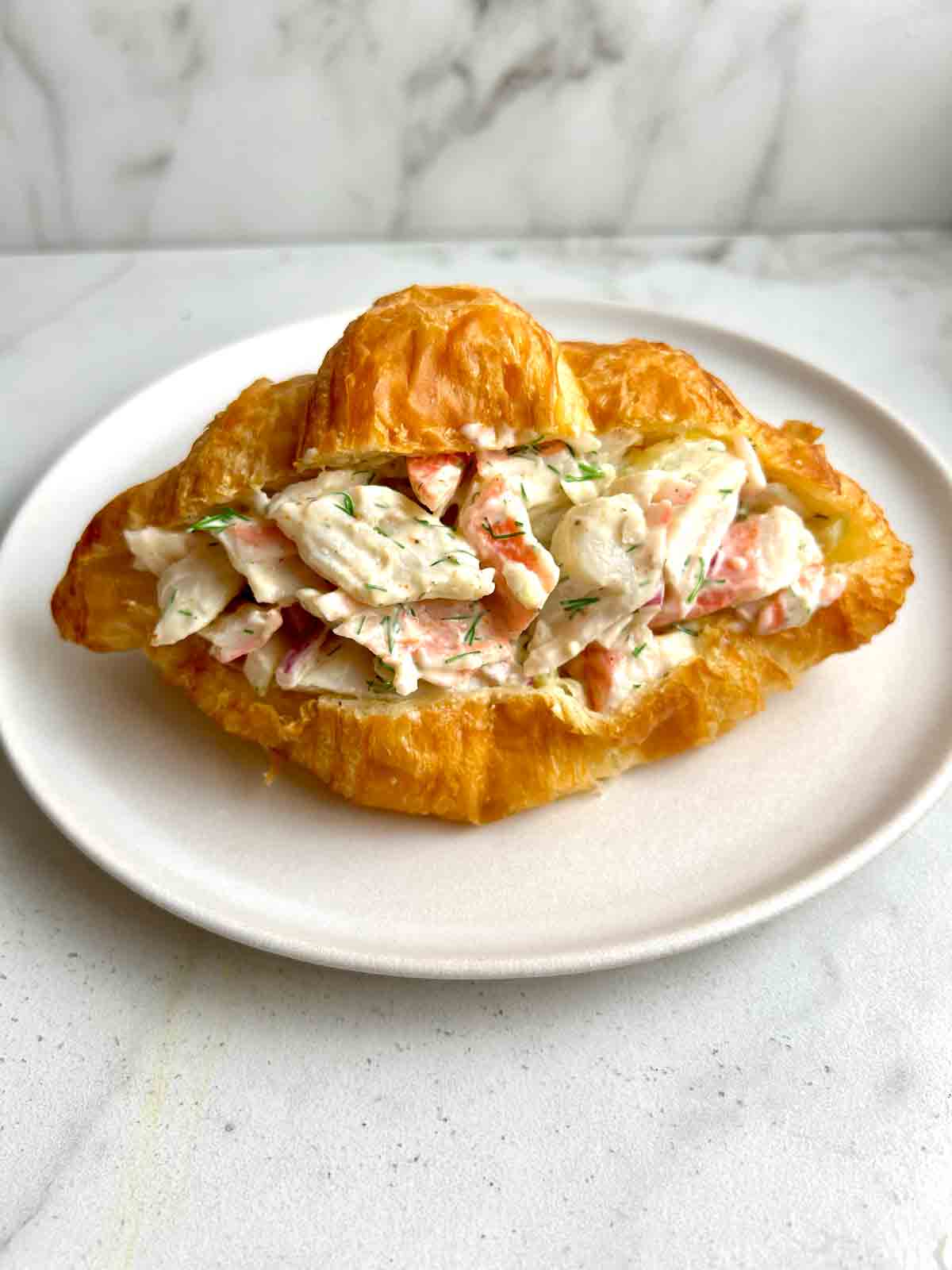 crab salad in a croissant.