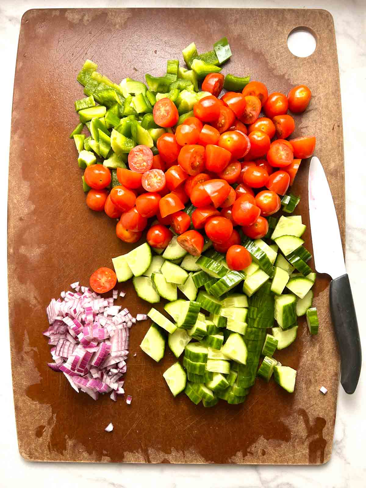vegetables chopped on cutting board.