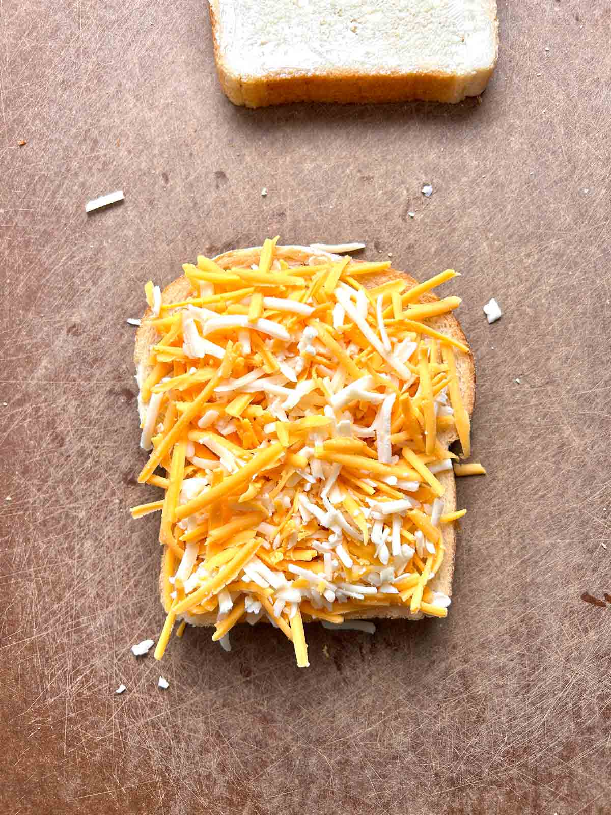 cheese on bread slice.