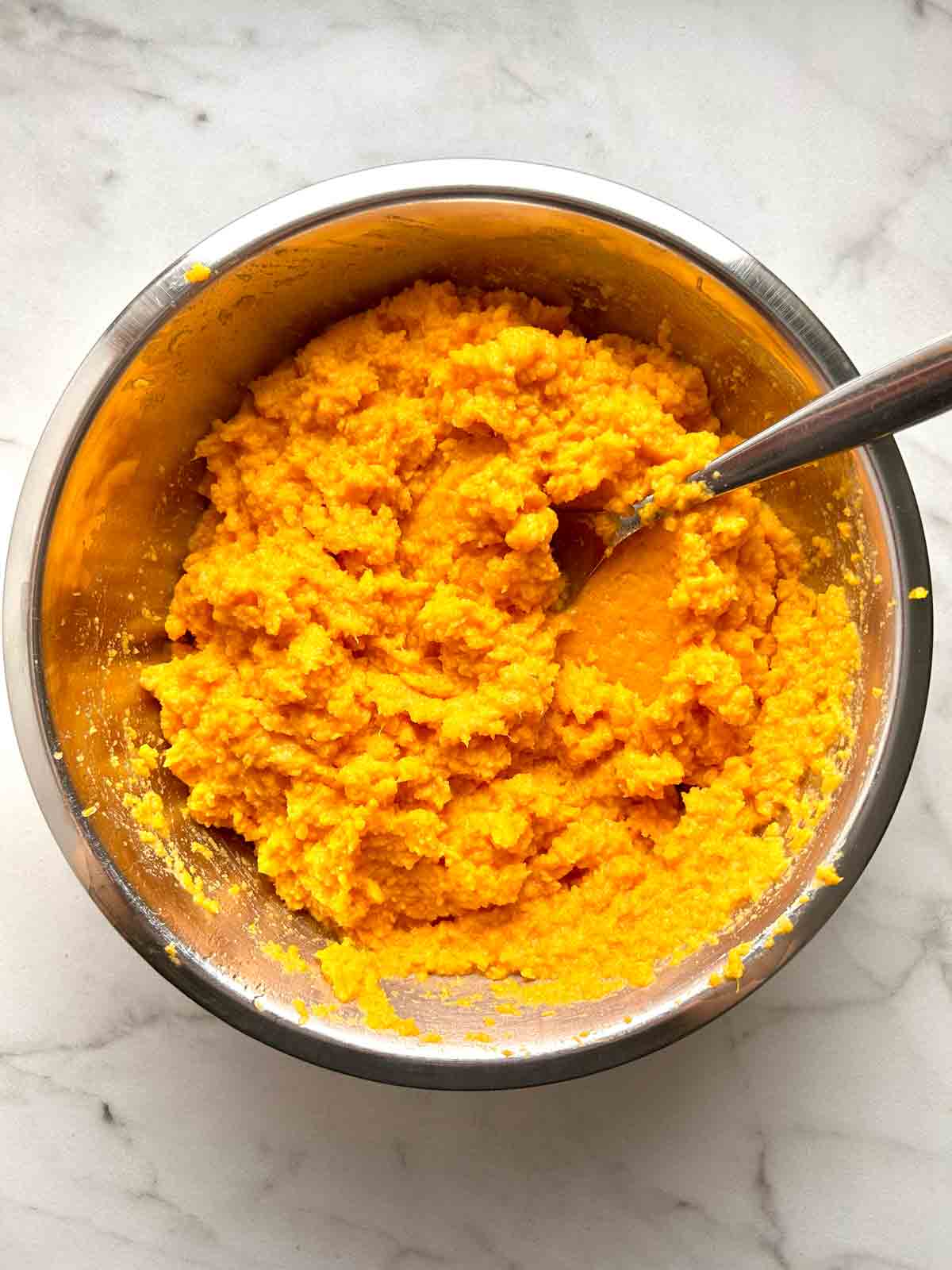 mashed in bowl.