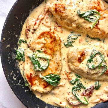 tuscan chicken in pan.