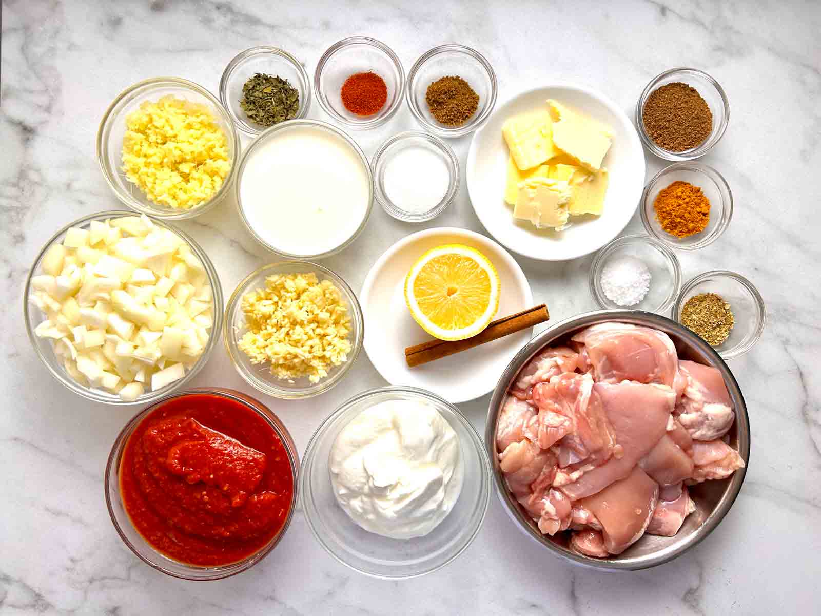 ingredients prepped in bowls.