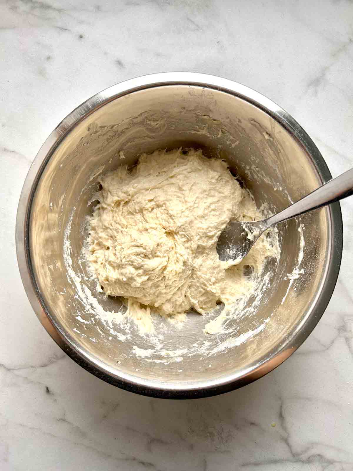 dough mixed together in bowl.