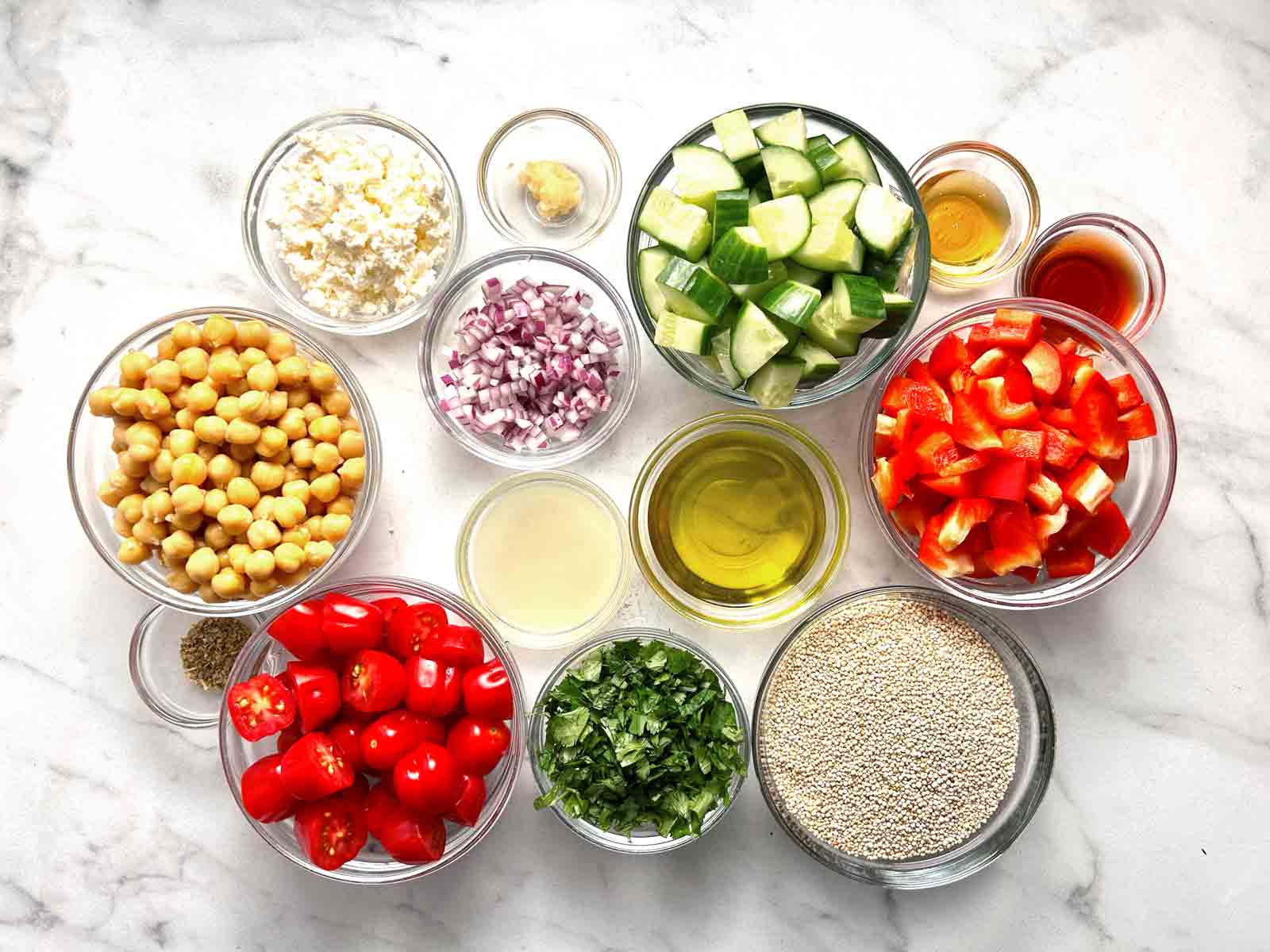 ingredients prepped in bowls.