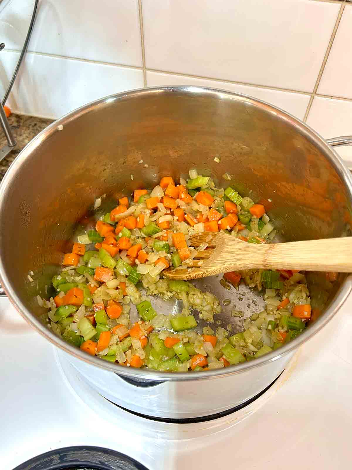 spices and bay leaf sautรฉed with aromatics.