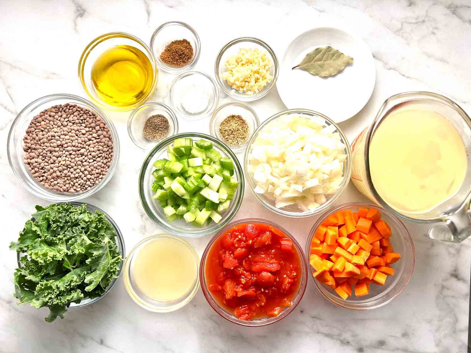 ingredients prepped in bowls.