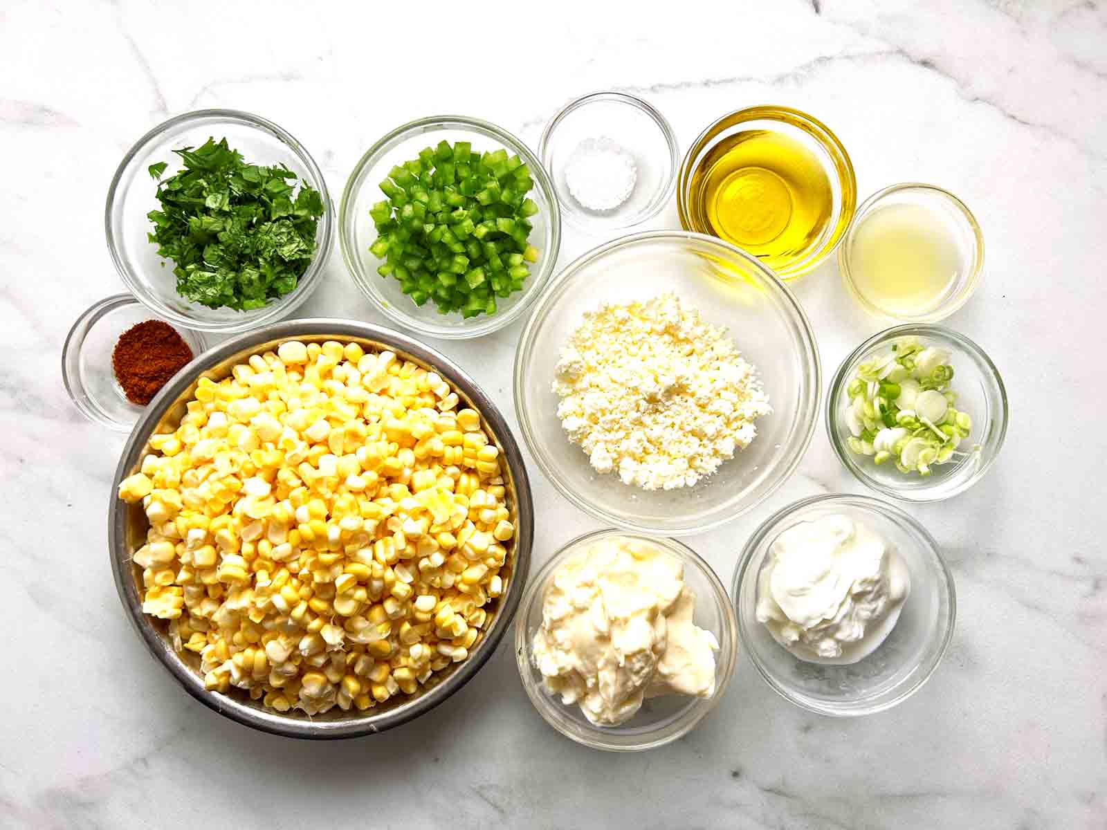 ingredients prepped in bowls.