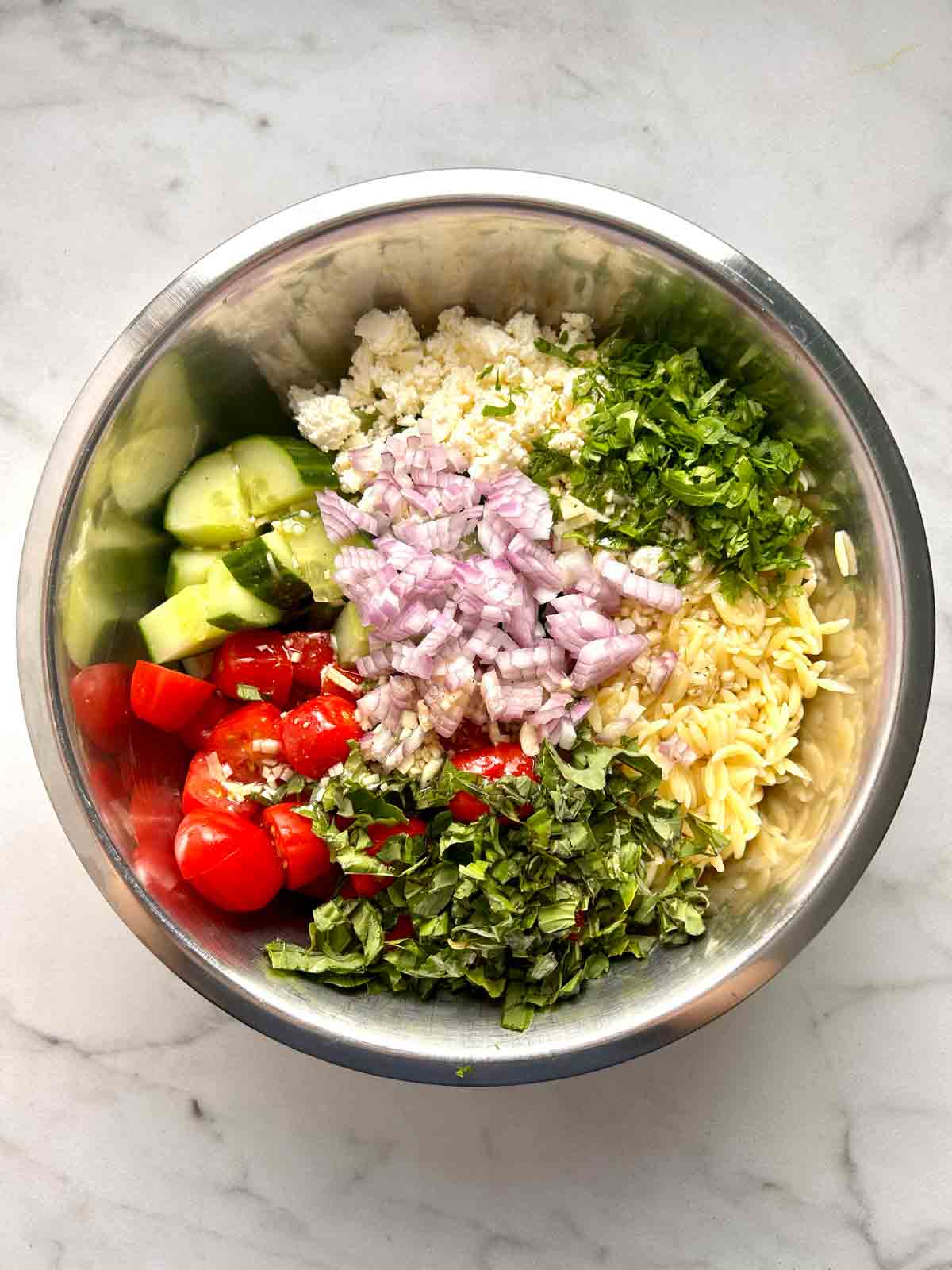 components in bowl unmixed.