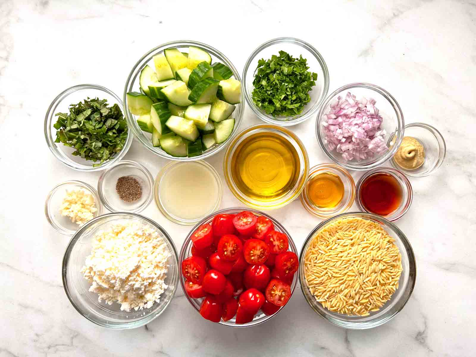 ingredients prepped in bowls.