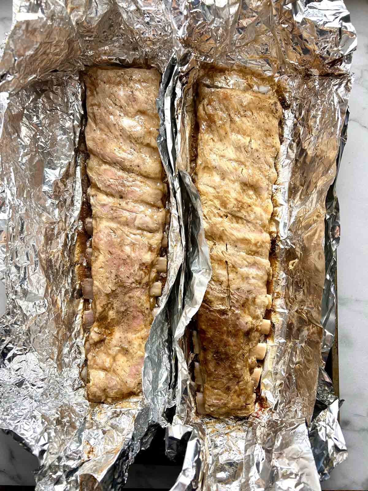 ribs after slow baking for several hours.