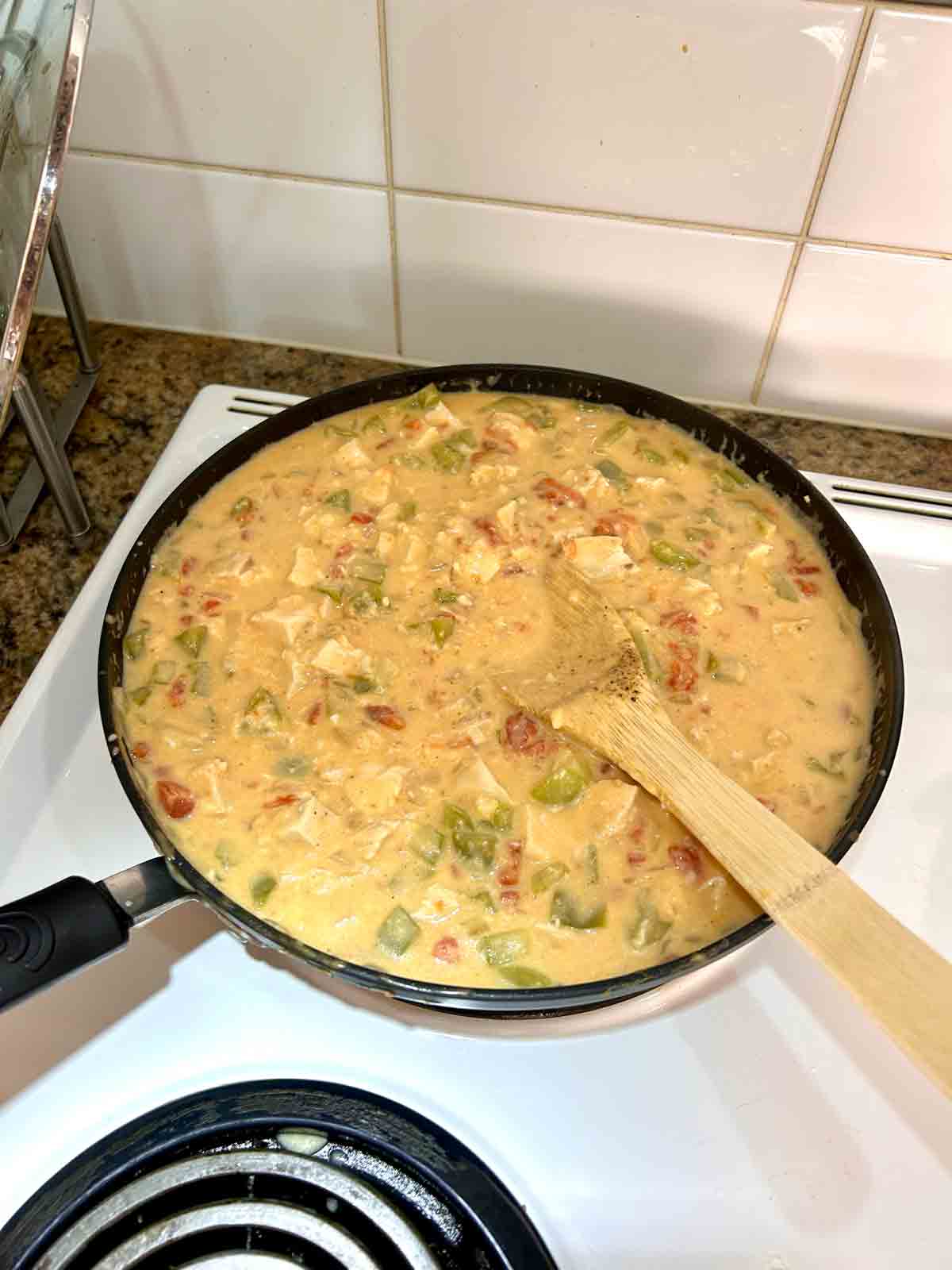 chicken added to sauce.