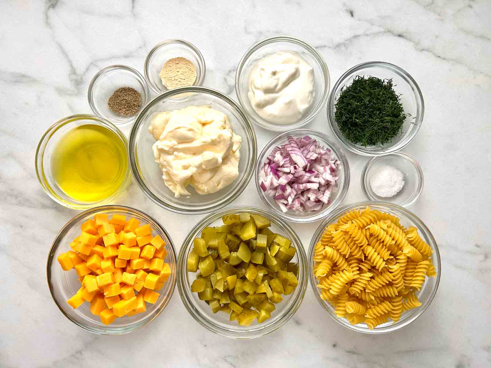 ingredients prepped in bowls.