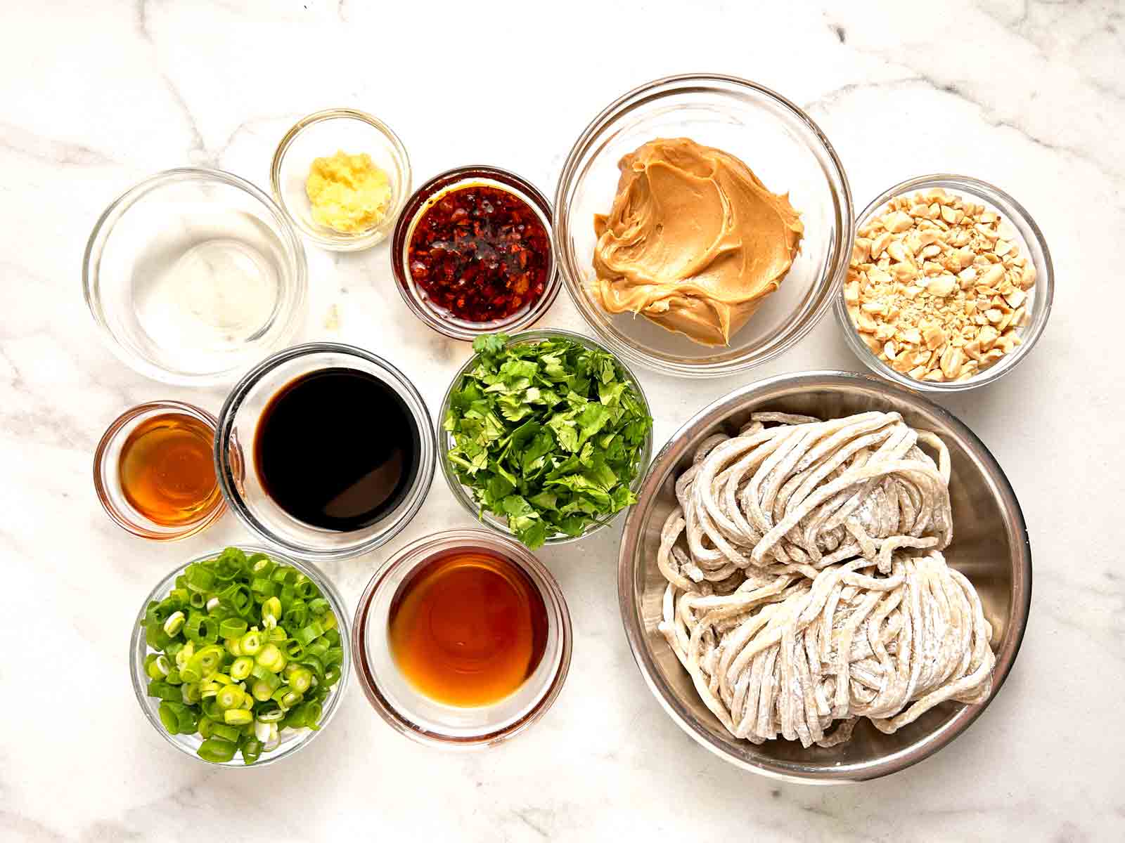 ingredients prepped in bowls.