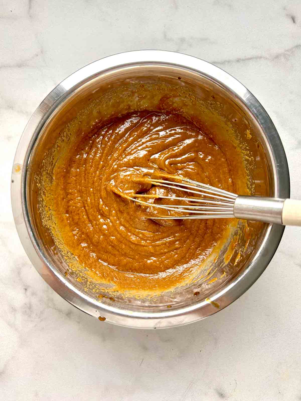 peanut sauce minus water mixed in bowl.