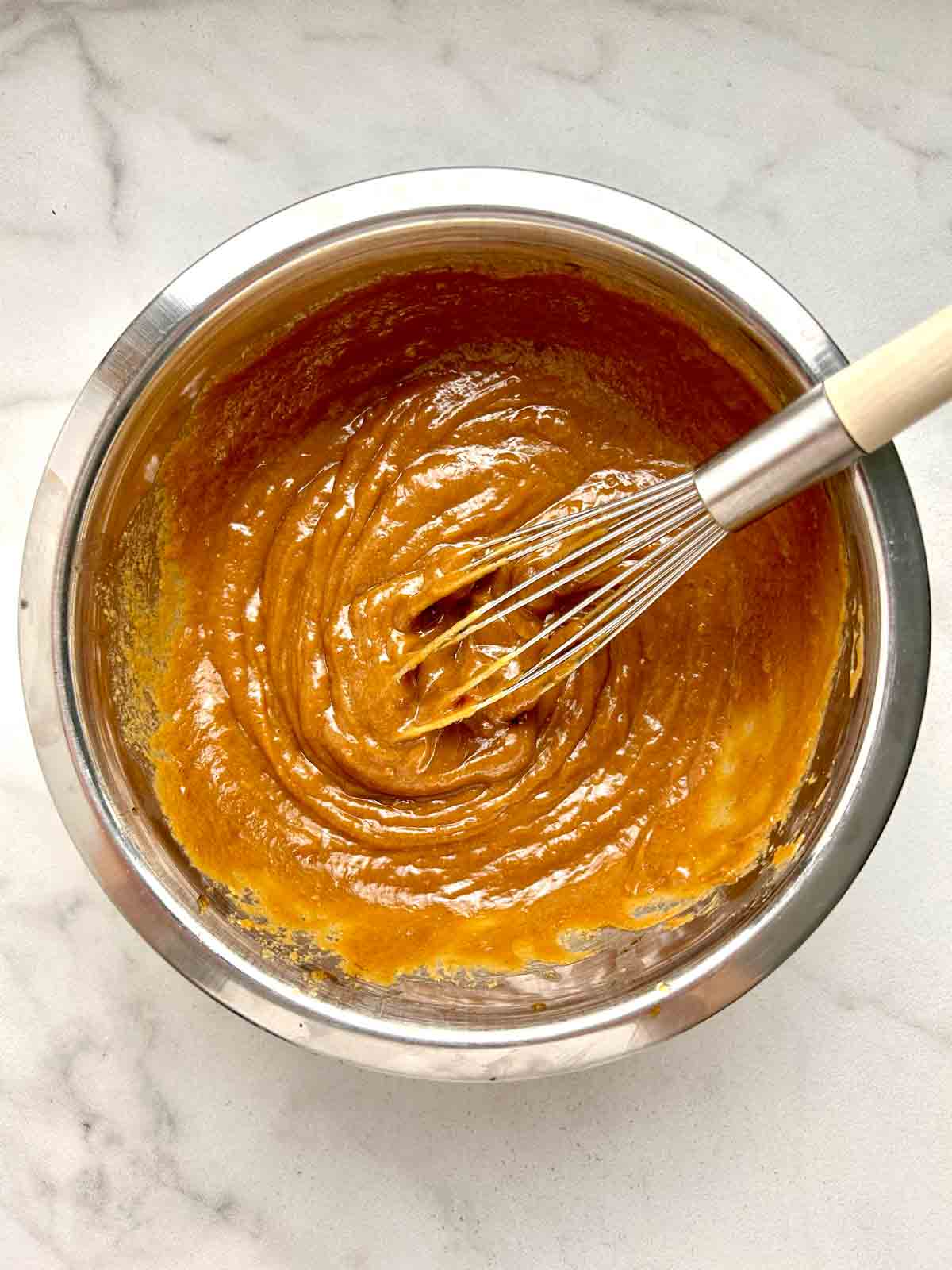 all sauce ingredients except water whisked together