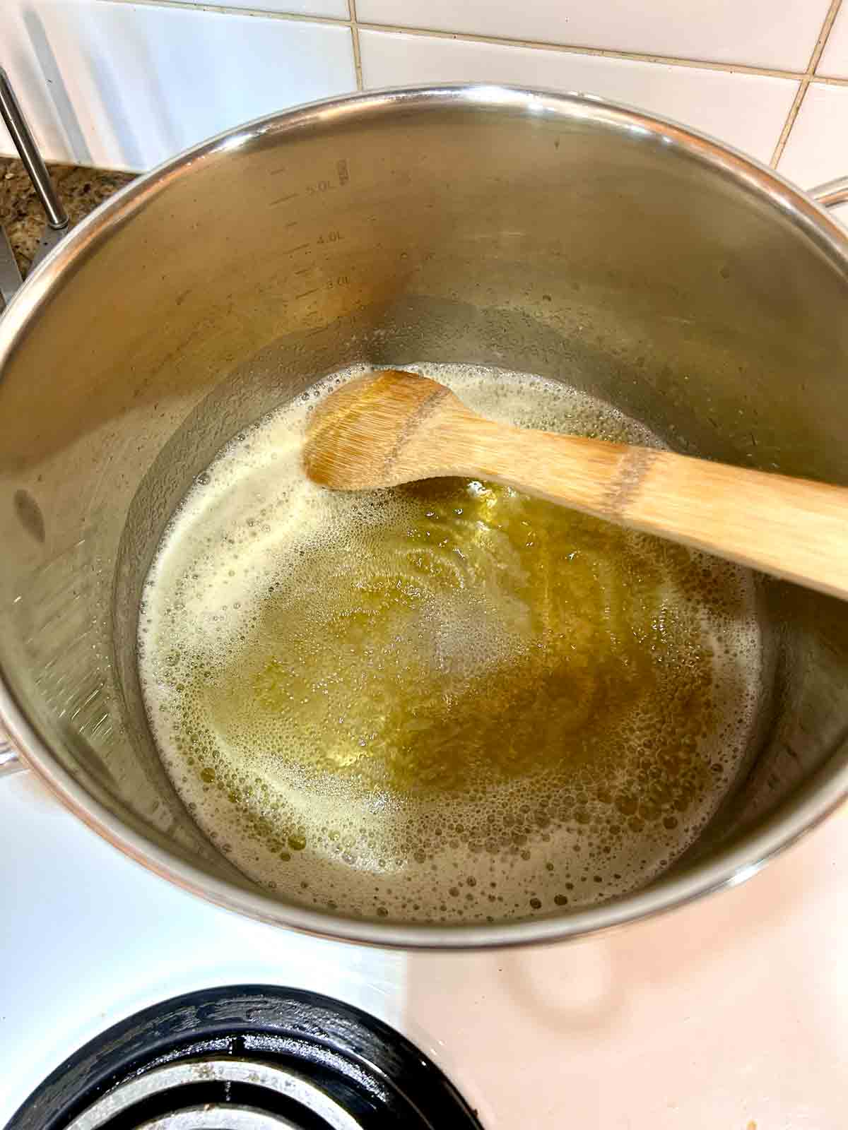 butter turning golden color.