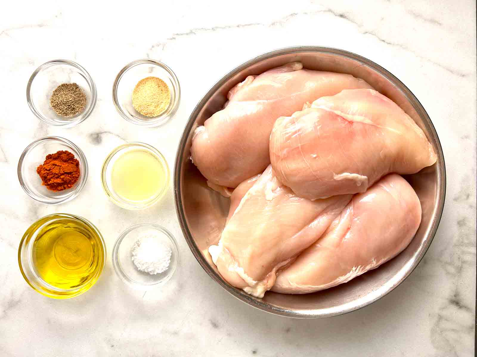 ingredients prepped in bowls.