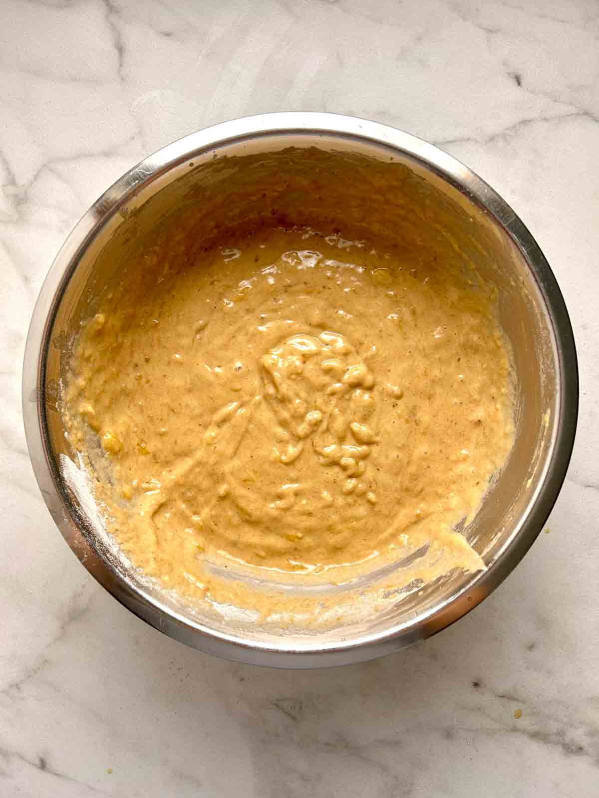 muffin batter in bowl.