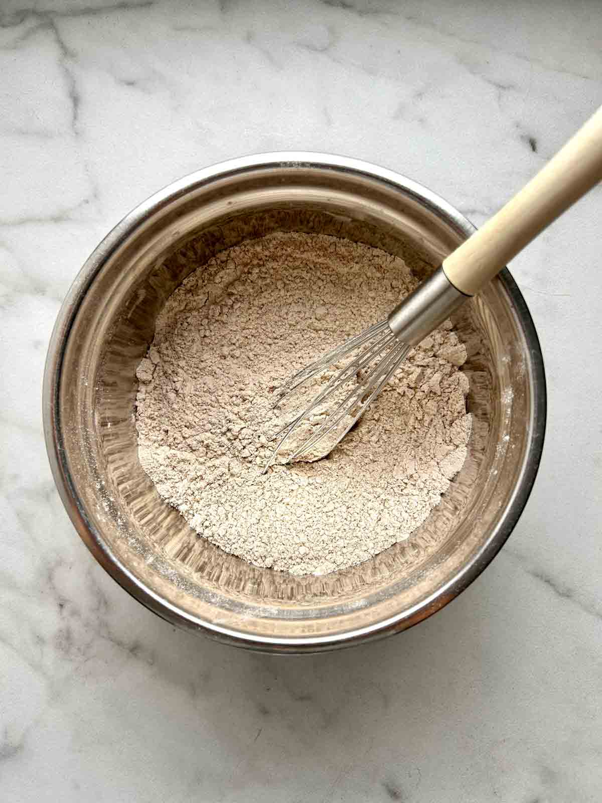 flour mixture whisked in bowl.