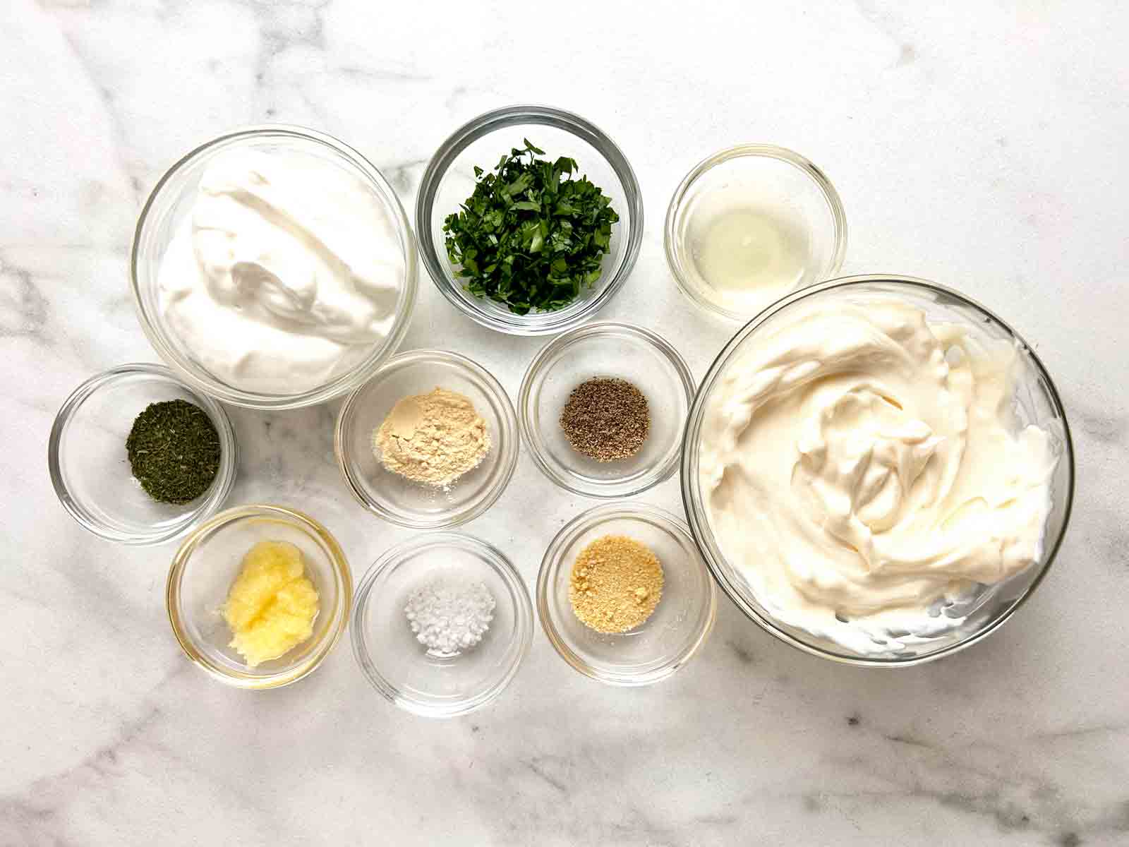 ingredients prepped in bowls.