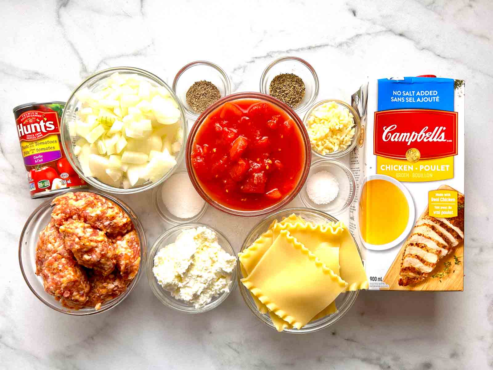 ingredients prepped in bowls.