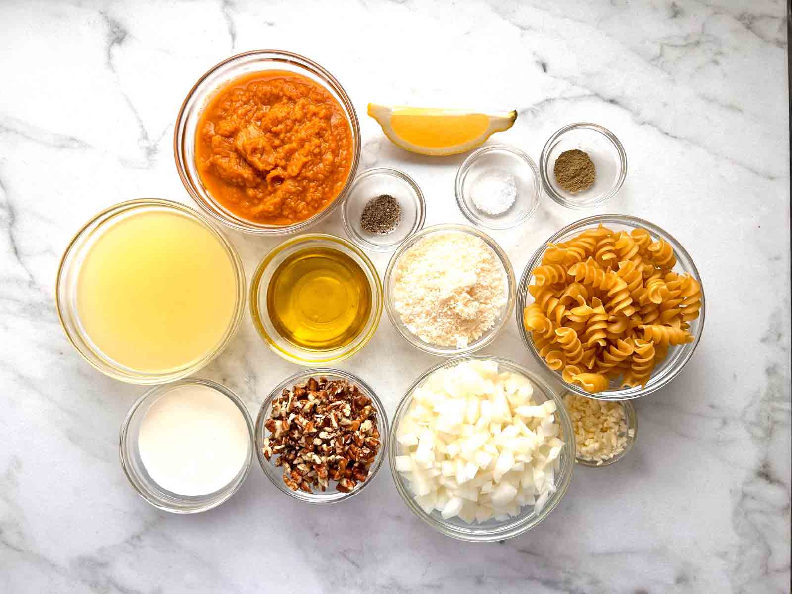 ingredients prepped in bowls.