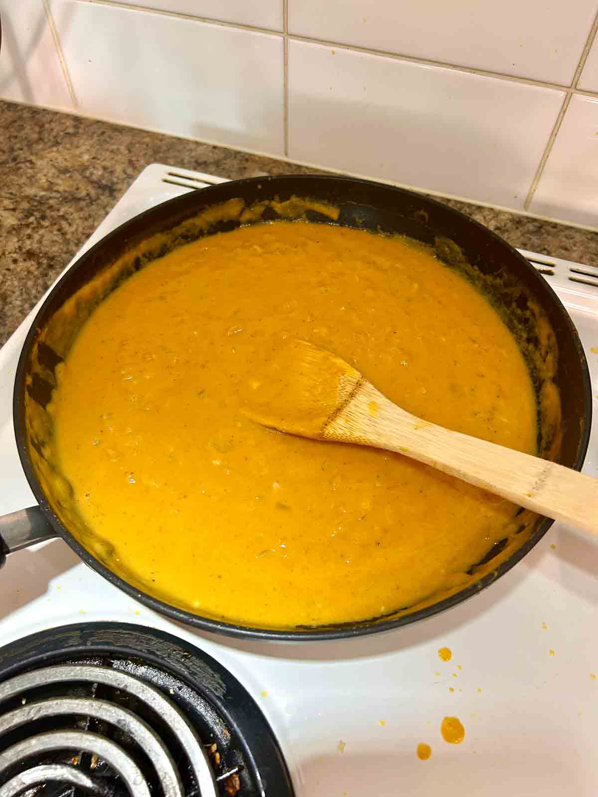 cream and parmesan added to sauce.