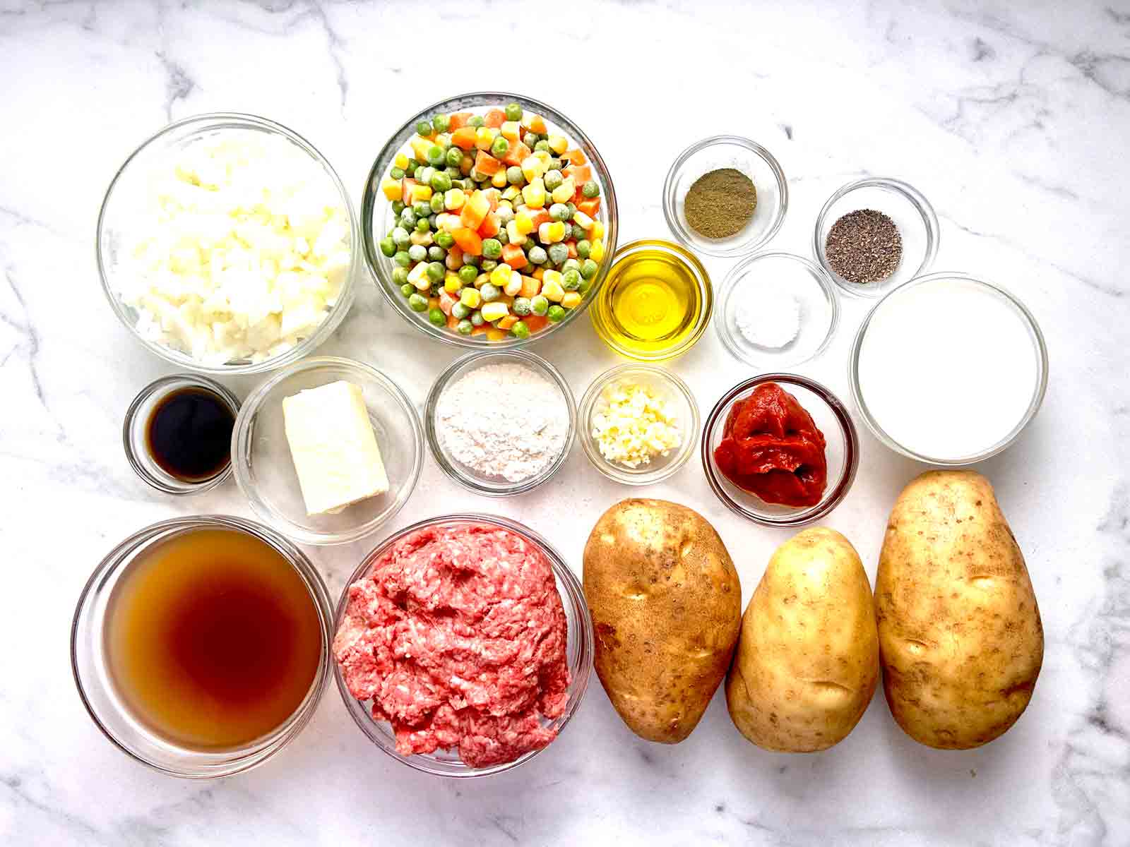 ingredients prepped in bowls.