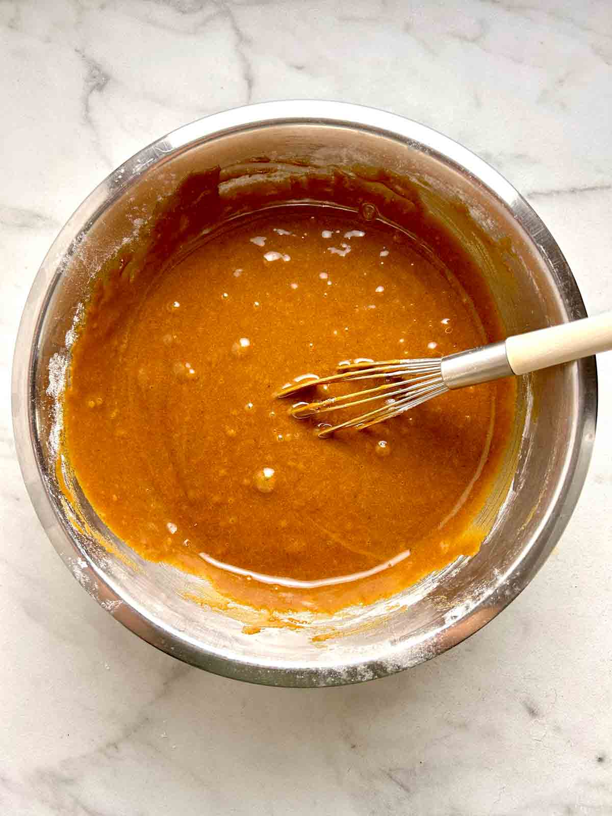 batter whisked together in bowl.
