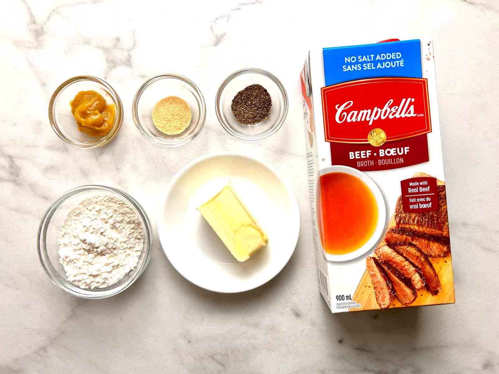 ingredients prepped in bowls.