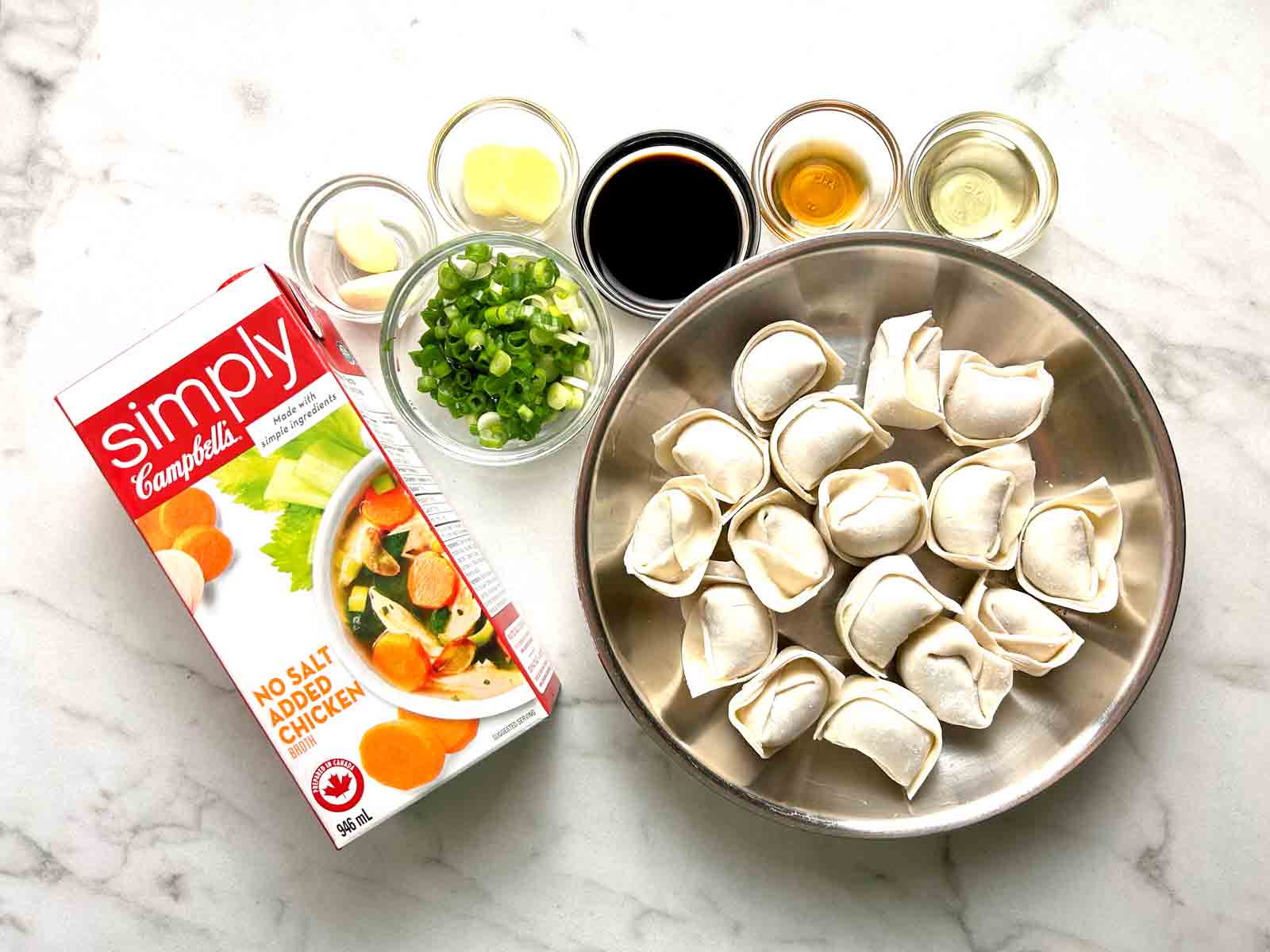 ingredients prepped in bowls.