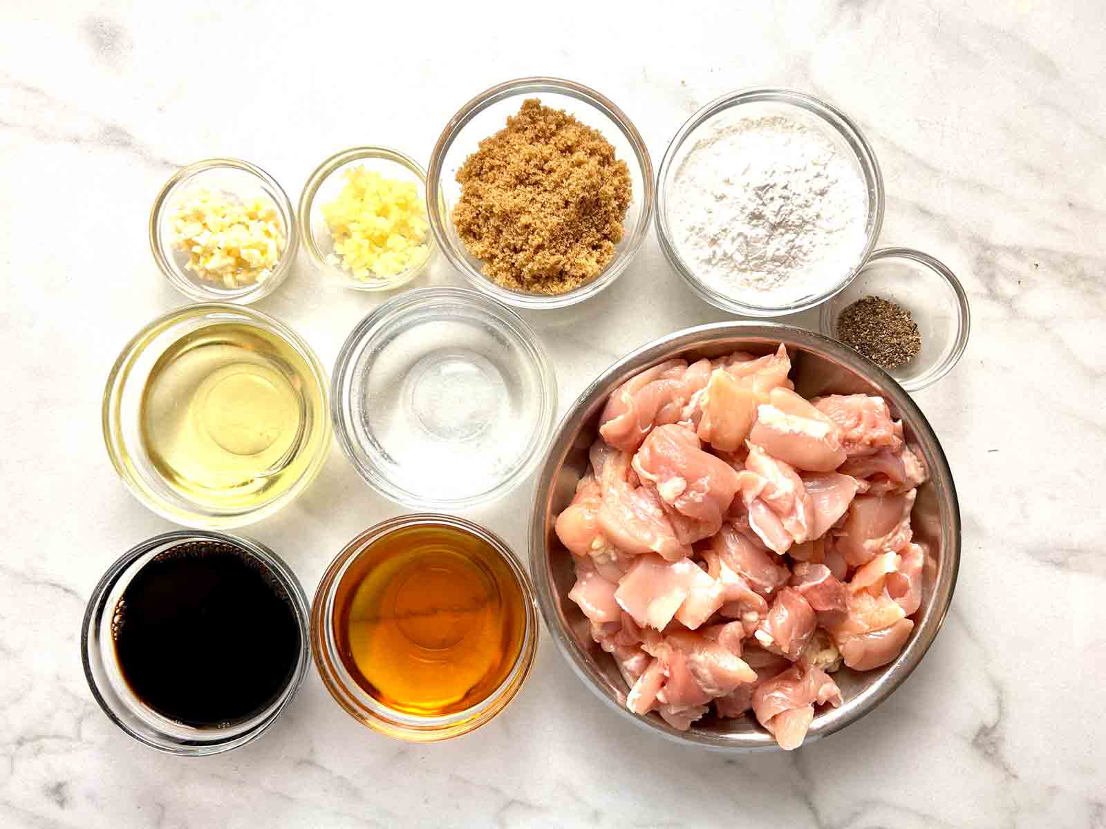 ingredients prepped in bowls.
