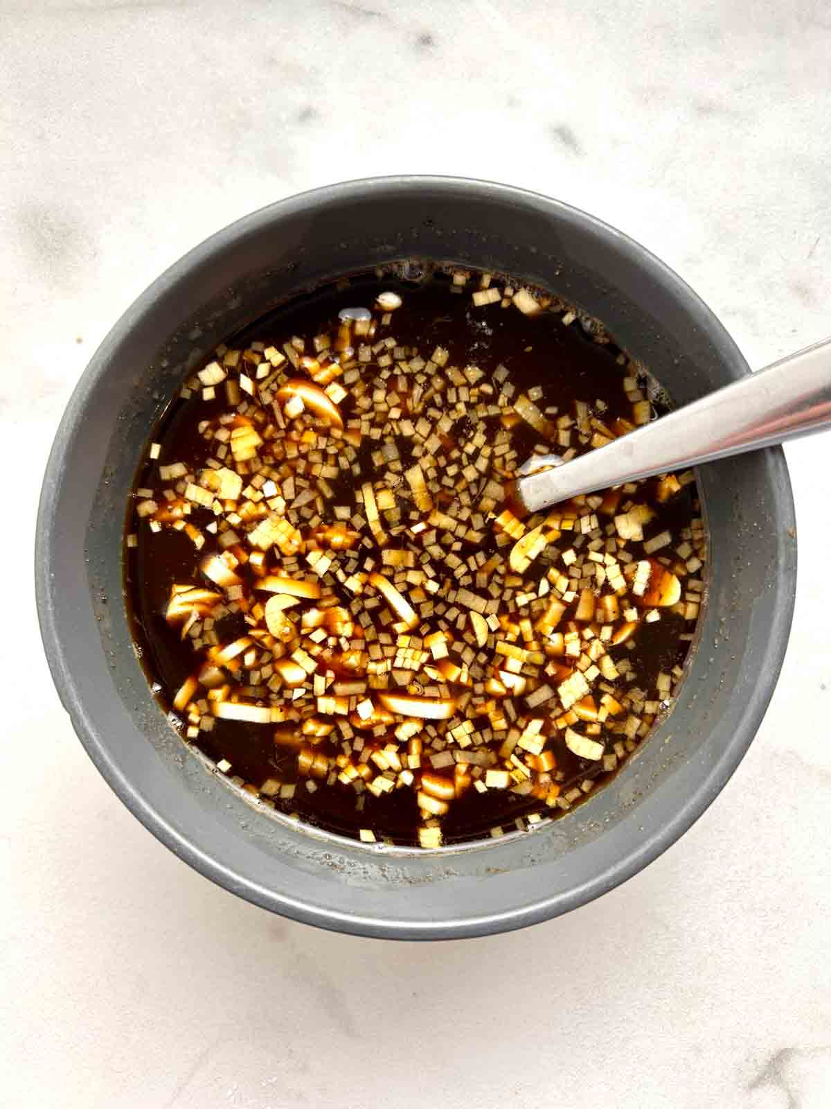 sauce ingredients mixed in bowl.