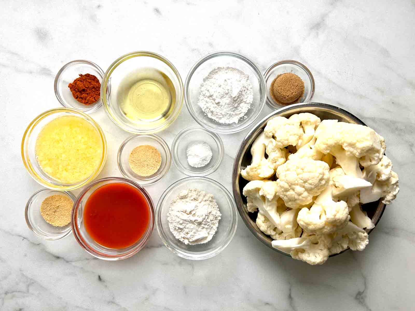 ingredients prepped in bowls.