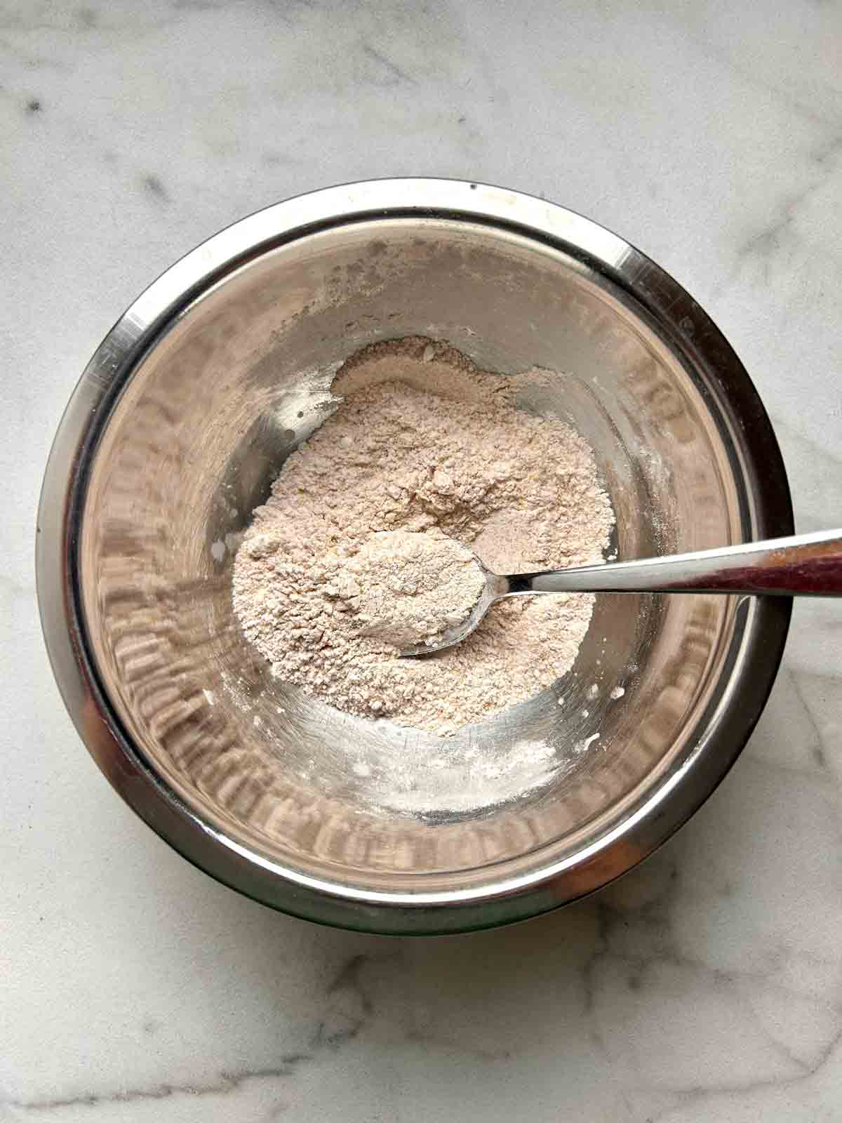 flour and spice mixture in bowl.
